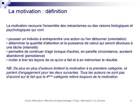 La motivation : définition