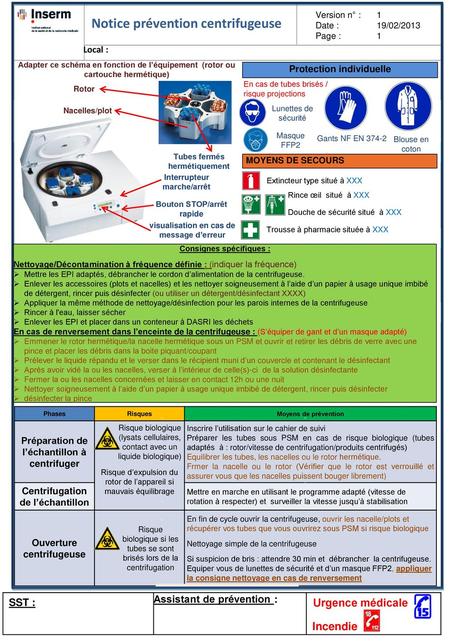 Notice prévention centrifugeuse