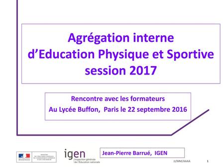 Agrégation interne d’Education Physique et Sportive session 2017