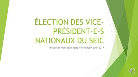 ÉLECTION DES VICE-PRÉSIDENT-E-S NATIONAUX DU SEIC