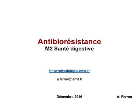 Antibiorésistance M2 Santé digestive