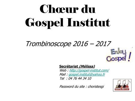 Chœur du Gospel Institut Trombinoscope 2016 – 2017