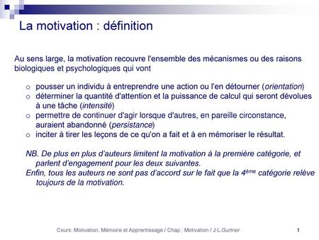 La motivation : définition