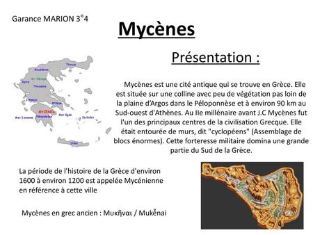 Mycènes Présentation : Garance MARION 3°4