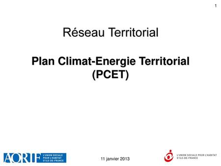 Réseau Territorial Plan Climat-Energie Territorial (PCET)