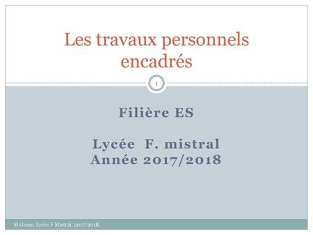 Les travaux personnels encadrés