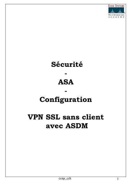Sécurité - ASA - Configuration VPN SSL sans client avec ASDM