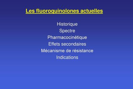 Les fluoroquinolones actuelles
