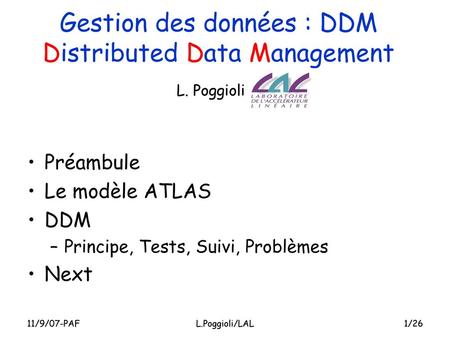 Gestion des données : DDM Distributed Data Management