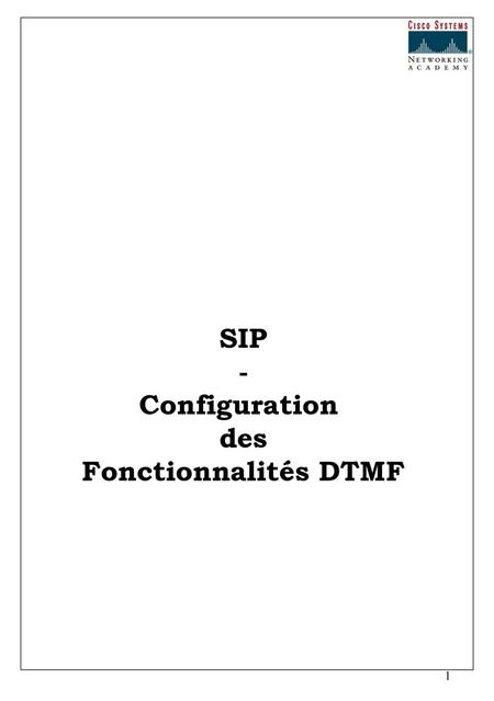 SIP - Configuration des Fonctionnalités DTMF.