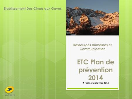 ETC Plan de prévention 2014 A réaliser en février 2014
