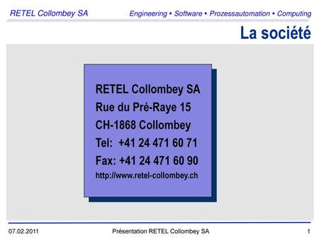 Présentation RETEL Collombey SA