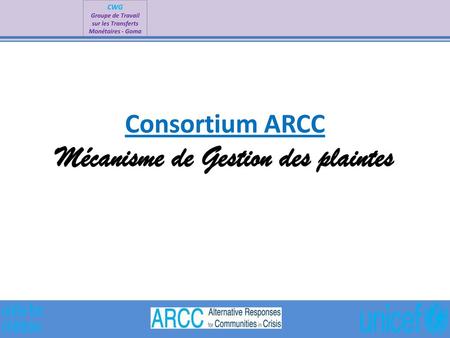 Consortium ARCC Mécanisme de Gestion des plaintes