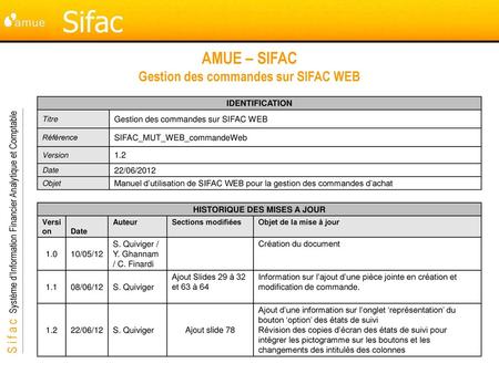 AMUE – SIFAC Gestion des commandes sur SIFAC WEB