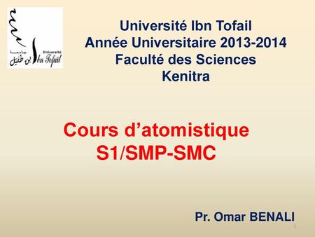 Université Ibn Tofail Année Universitaire
