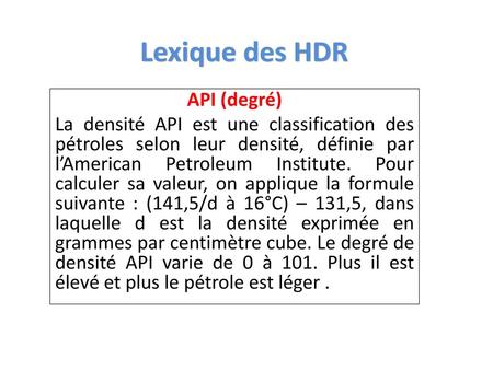 Lexique des HDR API (degré)