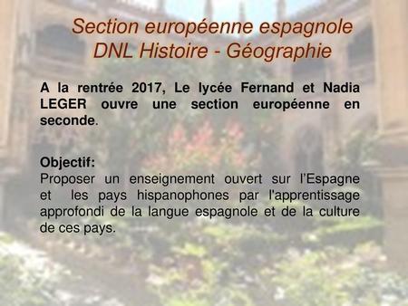 Section européenne espagnole DNL Histoire - Géographie