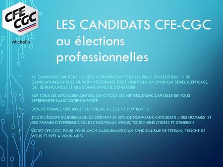 Les CANDIDATS CFE-CGC au élections professionnelles