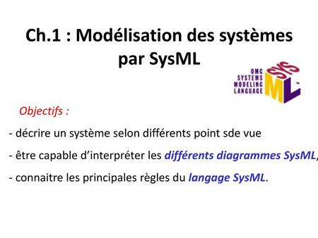 Ch.1 : Modélisation des systèmes par SysML