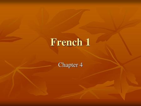 French 1 Chapter 4.