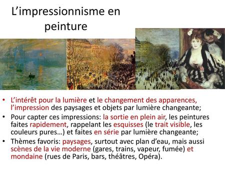 L’impressionnisme en peinture
