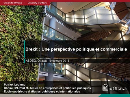 Brexit : Une perspective politique et commerciale