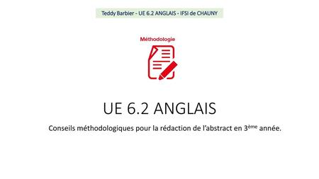 Teddy Barbier - UE 6.2 ANGLAIS - IFSI de CHAUNY