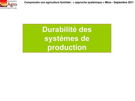 Durabilité des systèmes de production