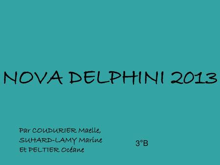 NOVA DELPHINI 2013 Par COUDURIER Maelle, SUHARD-LAMY Marine
