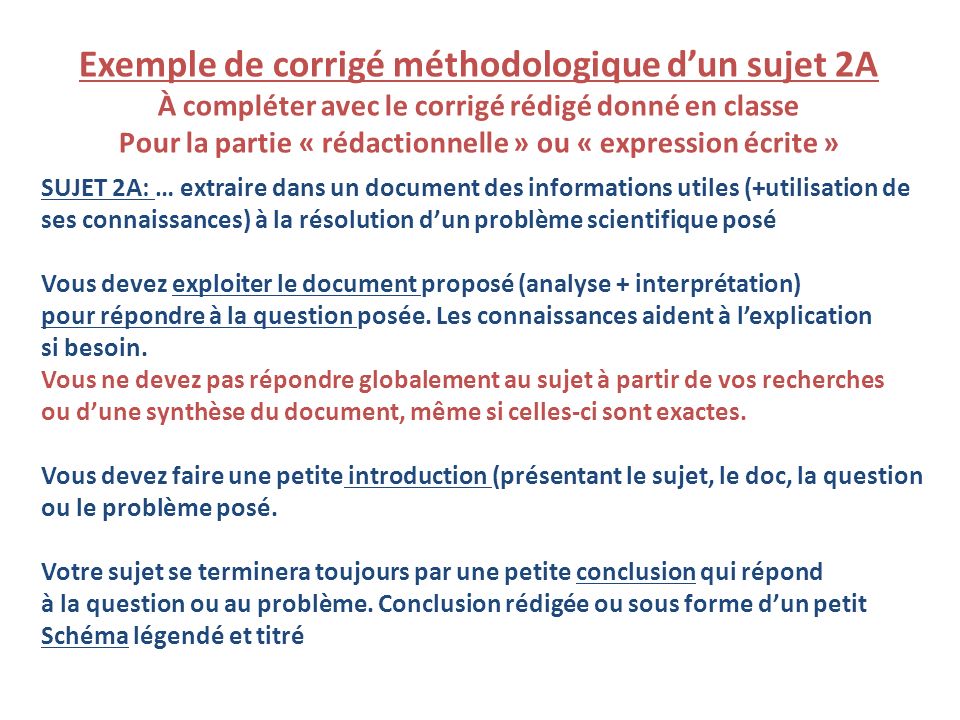 Exemple De Corrige Methodologique D Un Sujet 2a Ppt Video Online Telecharger