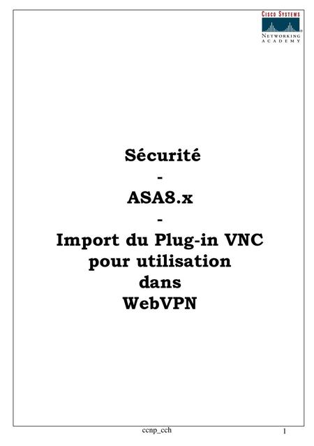 Sécurité - ASA8.x - Import du Plug-in VNC pour utilisation dans WebVPN