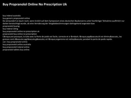 Buy Propranolol Online No Prescription Uk