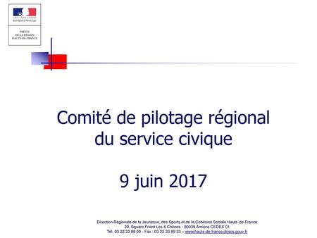 Comité de pilotage régional du service civique 9 juin 2017