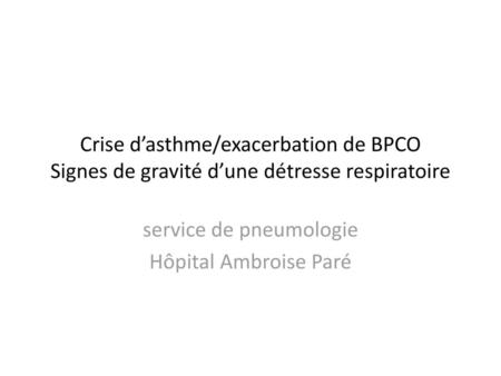 service de pneumologie Hôpital Ambroise Paré