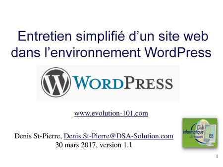 Entretien simplifié d’un site web dans l’environnement WordPress