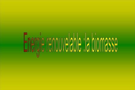 Energie renouvelable :la biomasse