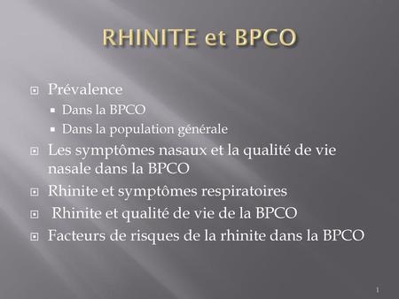 RHINITE et BPCO Prévalence