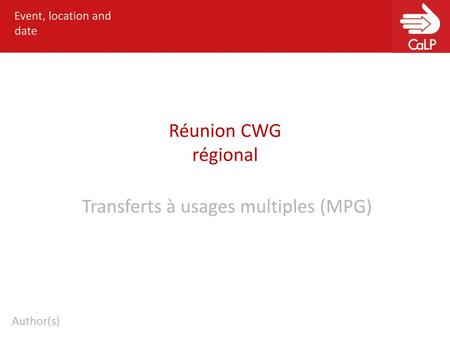 Transferts à usages multiples (MPG)