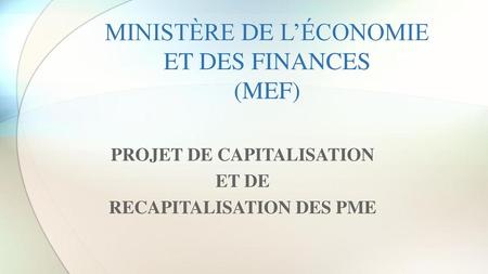 MINISTÈRE DE L’ÉCONOMIE ET DES FINANCES (MEF)