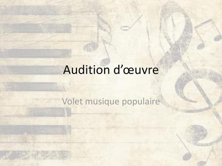 Volet musique populaire