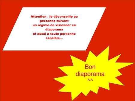 Bon diaporama ^^ Attention , je déconseille au personne suivant