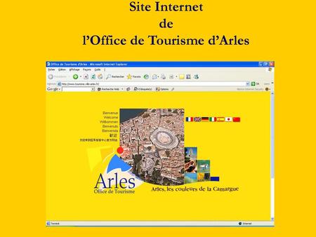Site Internet de l’Office de Tourisme d’Arles