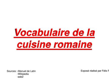 Vocabulaire de la cuisine romaine