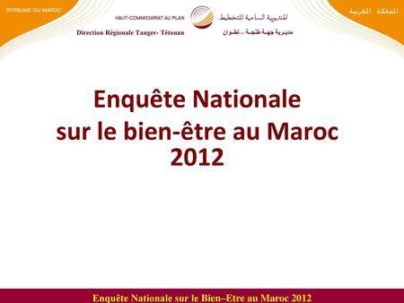 Enquête Nationale sur le bien-être au Maroc 2012