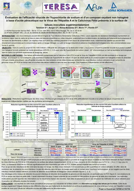 Évaluation de l'efficacité virucide de l'hypochlorite de sodium et d'un composé oxydant non halogéné à base d'acide péracétique sur le Virus de l'Hépatite.