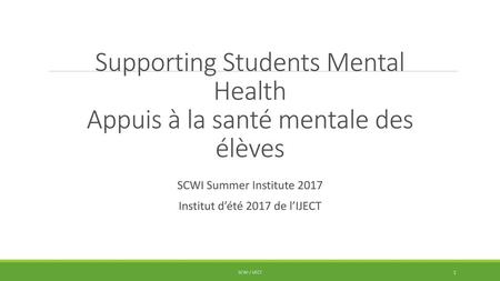 Supporting Students Mental Health Appuis à la santé mentale des élèves