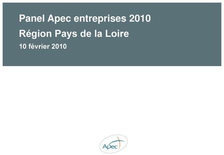 Panel Apec entreprises 2010 Région Pays de la Loire 10 février 2010
