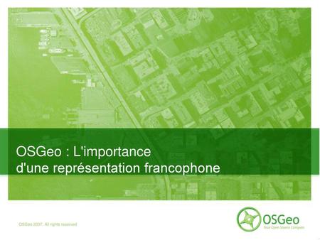 OSGeo : L'importance d'une représentation francophone
