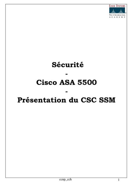 Sécurité - Cisco ASA Présentation du CSC SSM