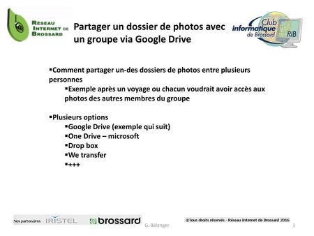 Partager un dossier de photos avec un groupe via Google Drive